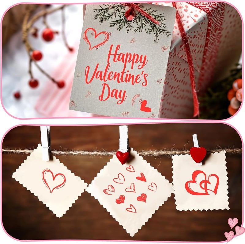 Watersay 6 Pcs Valentine Rubber Stamp Set Happy Valentine Day Wooden Rubber Stamp Vintage Art Print for Crafting Love Heart Pattern and DIY Scrapbooking Card Making Hand Book (Patter) - Image 4